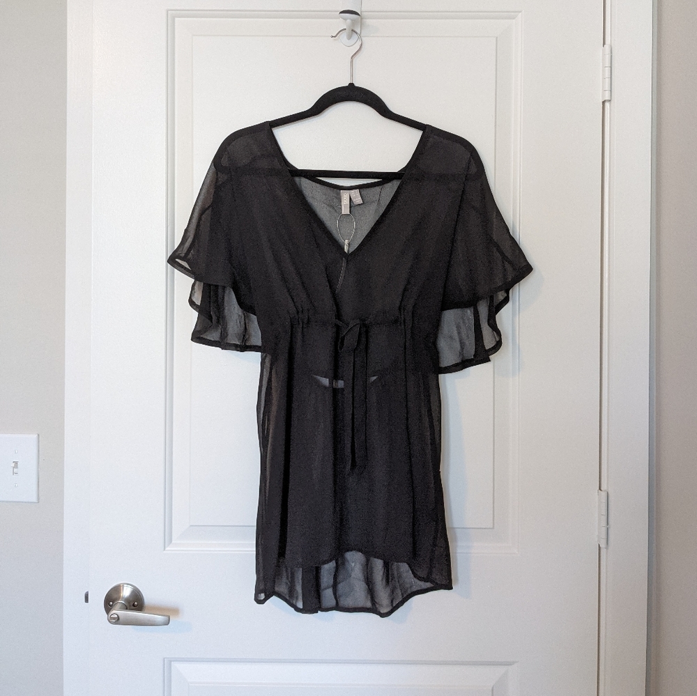 NWT ASOS Sheer Black Chiffon Coverup 4